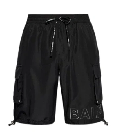 Balmain Logo-print Swim Shorts In Black