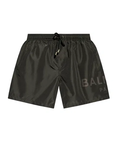 Balmain Printed  Paris Swim Shorts In Black