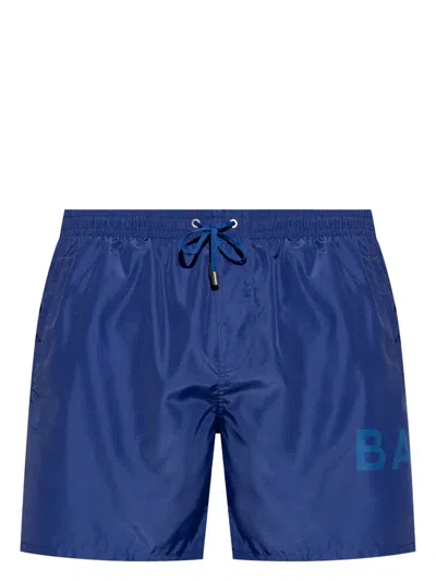Balmain Logo-print Swim Shorts In Blue