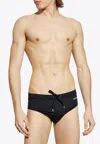 Balmain Logo Print Swim Trunks In Black