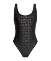 Balmain Logo Printed Lycra One Piece Swimsuit In Black