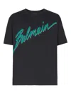 Balmain Black Crewneck T-shirt With Logo Lettering Print On The Front In Cotton Man