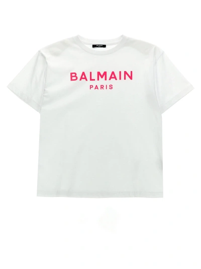 Balmain Kids' Logo Print T-shirt In White