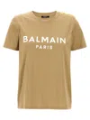 Balmain Logo Print T-shirt Beige