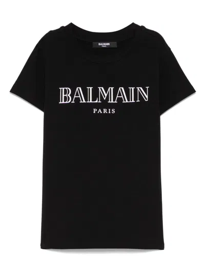 Balmain Kids' Logo-print T-shirt In Black