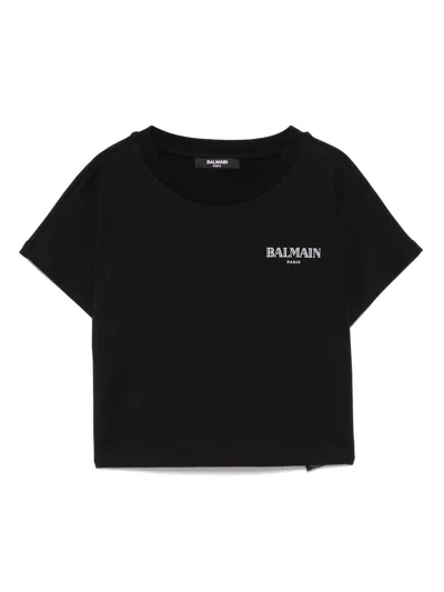 Balmain Kids' Logo-print T-shirt In Black