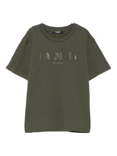 Balmain Kids' Logo-print T-shirt In Black