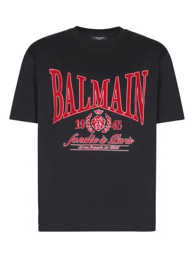 Balmain T-shirt With A Logo And Velvet Finish In Transparent