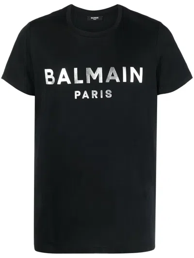Balmain Logo Print T-shirt In Black