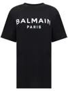 Balmain Logo Print Button Detail T-shirt In Black