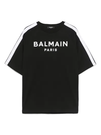 Balmain Kids' Logo-print T-shirt In Black