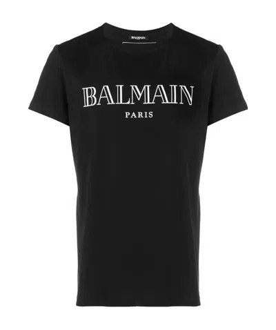 Balmain Logo Print T-shirt In Black
