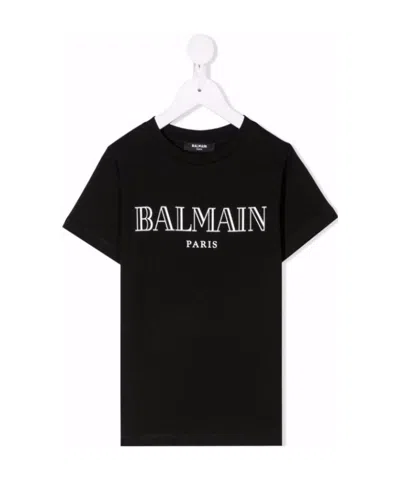 Balmain Logo Print T-shirt In Black