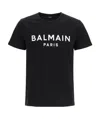 Balmain Black Crewneck T-shirt With Logo Lettering On The Front In Cotton Man In Black