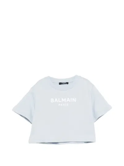 Balmain Kids' Logo-print T-shirt In Blue