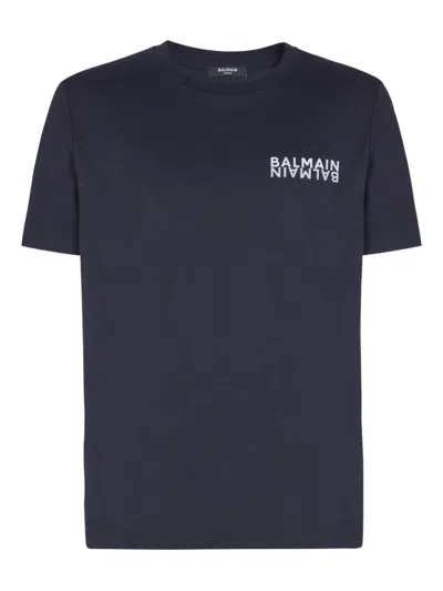 Balmain Short Sleeve Cotton T-shirt In Purple
