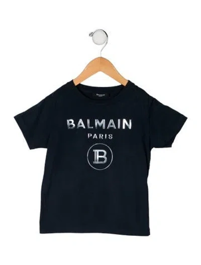 Pre-owned Balmain Babies' Logo Print T Shirt In Blue