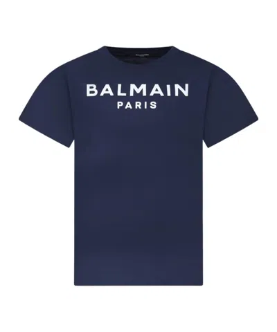 Balmain Logo-print T-shirt In Blue