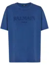 Balmain Logo Embroidered T-shirt In Blue