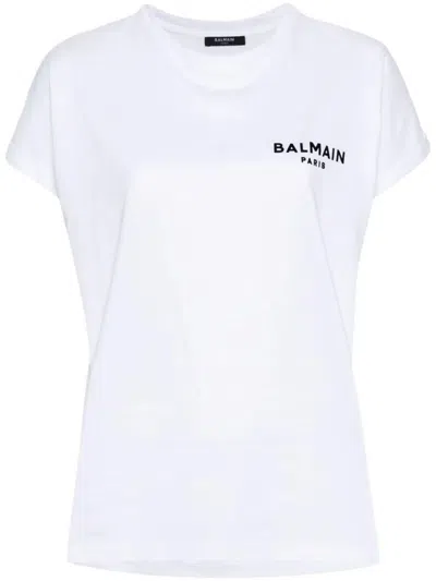Balmain Logo Print T-shirt Clothing In White