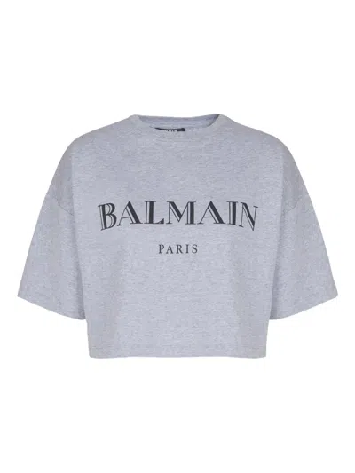 Balmain Logo-print T-shirt In Gray