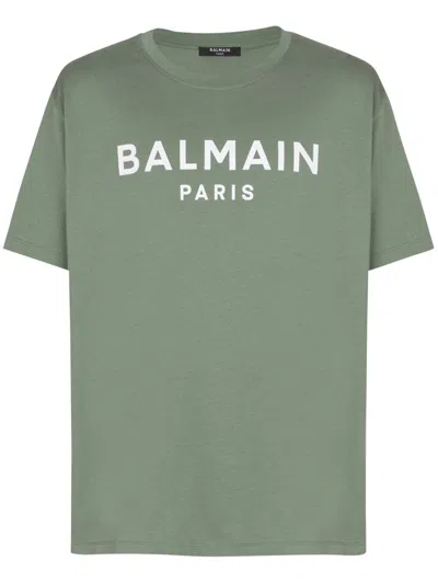 Balmain Logo-print T-shirt In Green