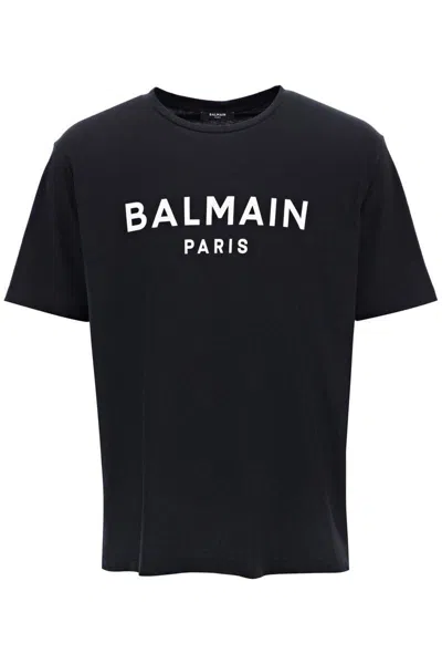 Balmain Paris Logo Print T-shirt In Black