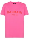 Balmain Logo T-shirt With Buttons In Pink & Purple