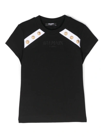 Balmain Kids' Logo-print T-shirt In Black