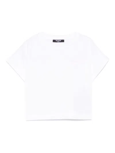 Balmain Kids' Logo-print T-shirt In White