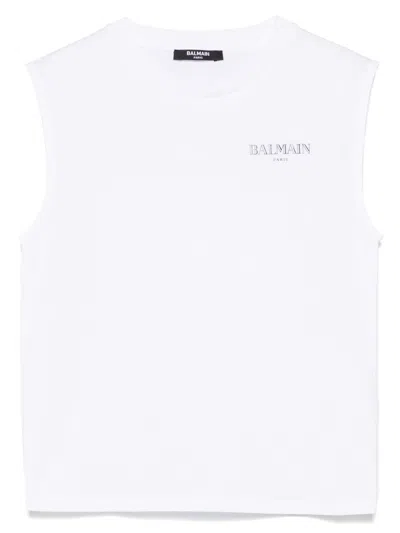 Balmain Kids' Logo-print T-shirt In White