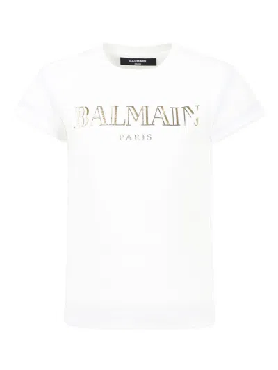 Balmain Kids' Logo-print T-shirt In White