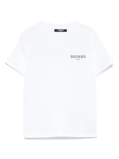 Balmain Kids' Logo-print T-shirt In White