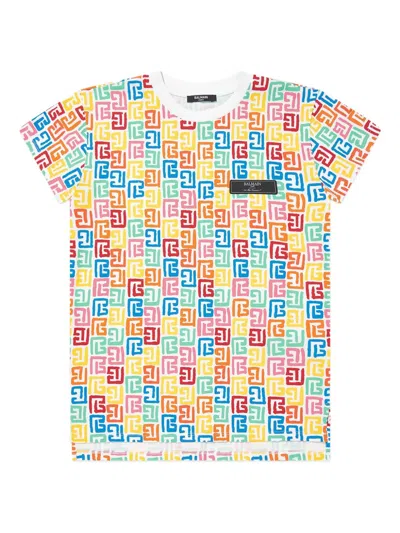 Balmain Kids' Logo-print T-shirt In White