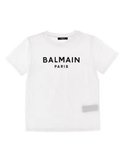 Balmain Kids' Logo Print T-shirt In White