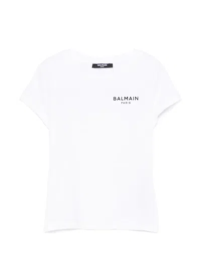Balmain Kids' Logo-print T-shirt In White