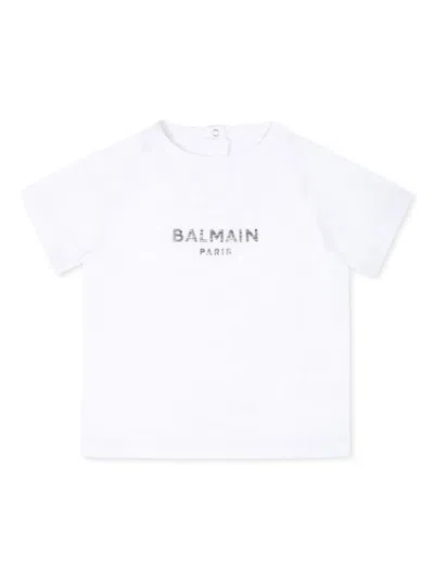 Balmain Babies' Logo-print T-shirt In White