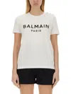 Balmain White T-shirt For Girl With Logo And Rhinestones In White
