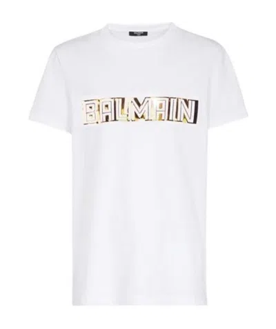 Balmain Logo Print T-shirt In White