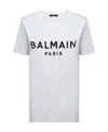 Balmain Logo Print Crewneck T-shirt In White