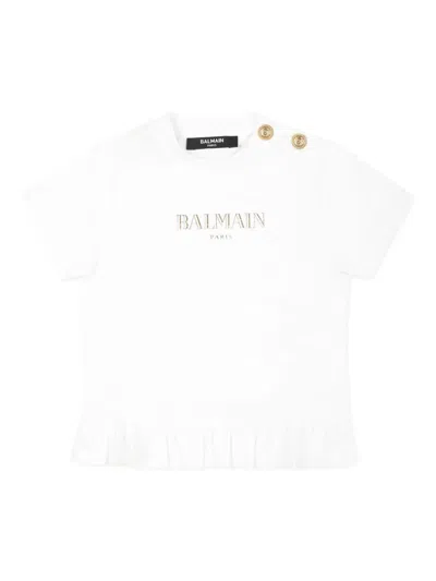 Balmain Babies' Logo-print T-shirt In White