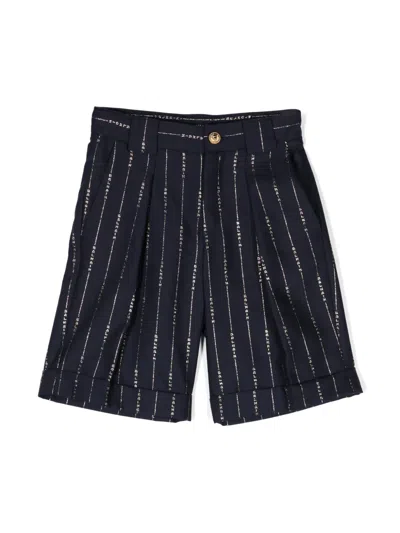 Balmain Kids' Logo-print Tailored Shorts In Blue