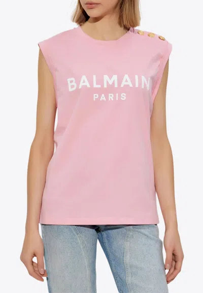 Balmain Logo Print Tank Top