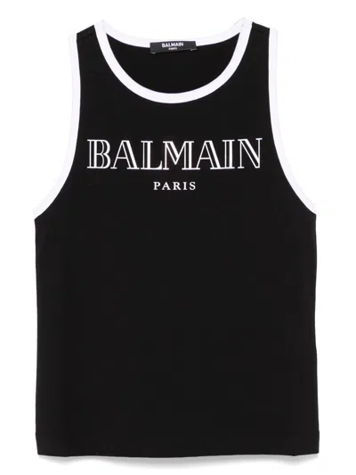 Balmain Kids' Logo-print Tank Top In Multicolour