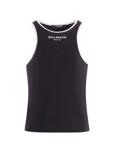 Balmain Kids' Logo-print Tank Top In Black