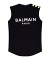 Balmain Embossed-buttons Logo-print Tank Top In Black