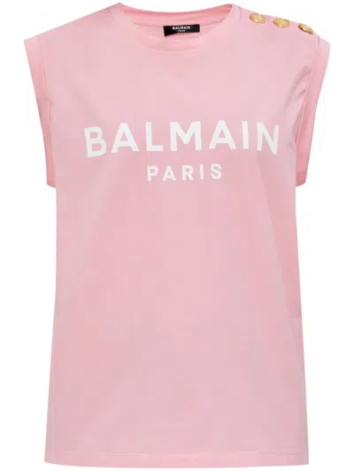 BALMAIN LOGO-PRINT TANK TOP