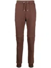 Balmain Ribbed Textured Activewear Sweatpants With Elastic Waistband In Braun