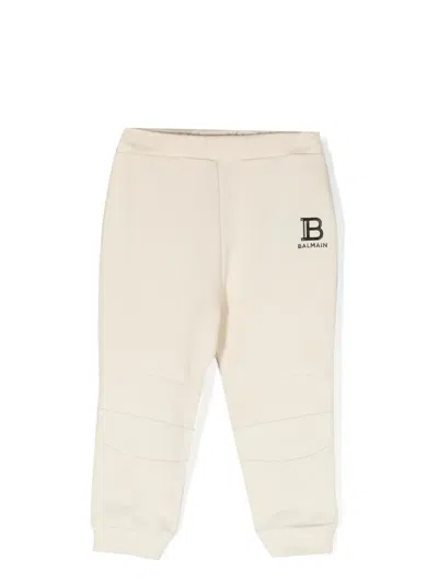 Balmain Babies' Logo-print Track Pants In Neutrals