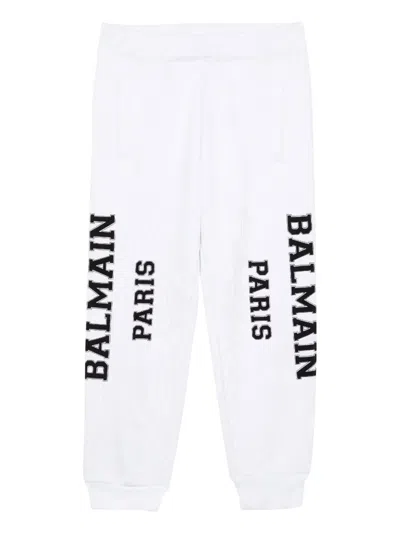 Balmain Kids' Logo-print Track Pants In White